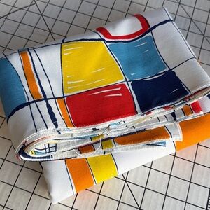 Vintage Mid Century Modern Geometric Fabric – Atomic Grid Rectangles – 2 Yards